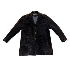 Rare Authentic 90s Chrome Hearts Brown Suede Leather Coat Made in USA XL